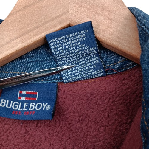 Vintage Bugle Boy Shirt Shacket Mens Medium Blue Sherpa Lining Long Sleeve 46" - Picture 12 of 13