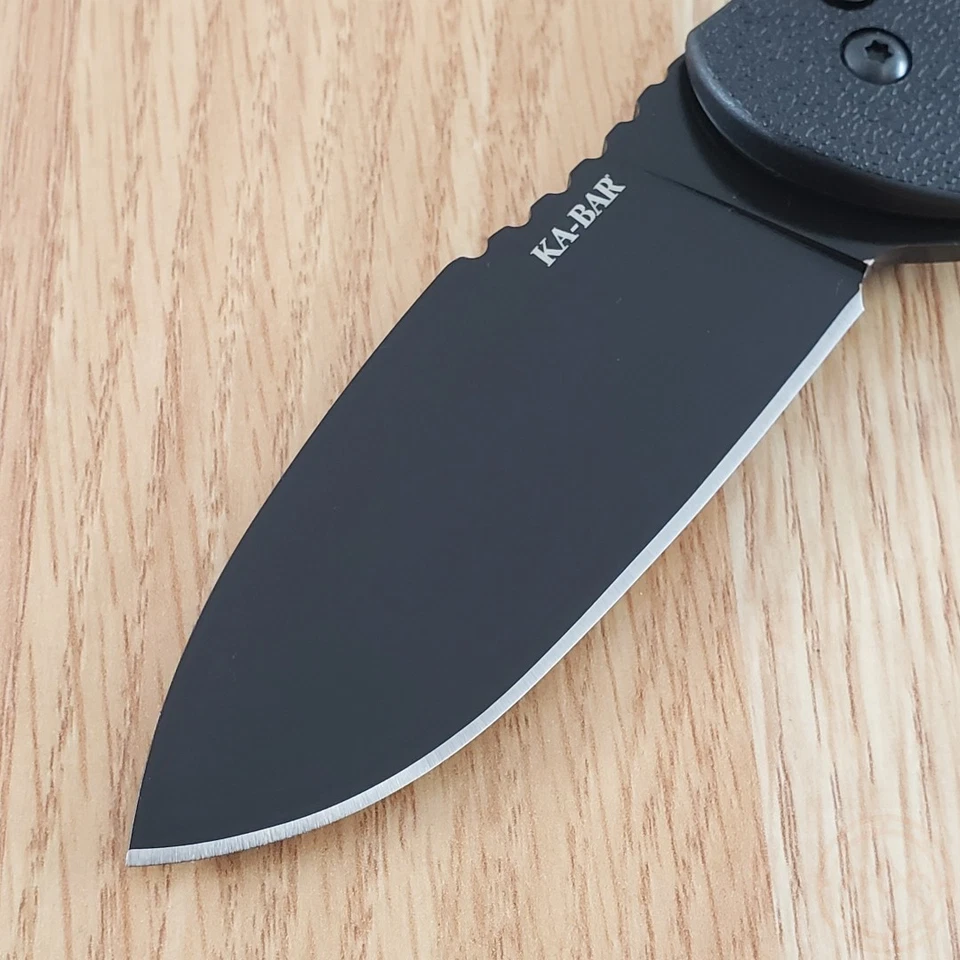 Ka-Bar Coytu Folding Knife 3.5" Black Finish AUS-8 Steel Blade Black GFN Handle - Image 3 of 4