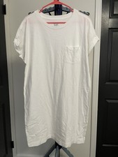 Gap women White T-Shirt Dress Cap Sleeve Crew Neck Knee Length Cotton