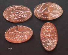 IN28 - complete set 4 elongated pennies Uranus Fudge Factory Richmond Indiana