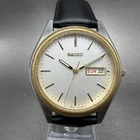 Seiko Watch Men 37mm Silver Dial Two Tone Daydate Round 7N43-9048 New Battery UH