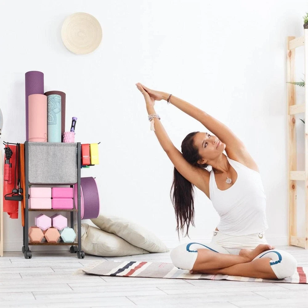 Yoga Mat Storage Rack for Home Gym Workout Equipment Organizer Yoga Mat Storage Rack for Home Gym Workout Equipment Organizer