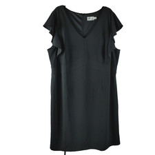 NWT Eliza J Black Ruffle Sleeve Sheath Dress Women’s Plus Size 22W Stretch