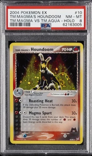 2004 POKEMON EX TEAM MAGMA VS TEAM AQUA #10 TEAM MAGMA'S HOUNDOOM-HOLO PSA 8