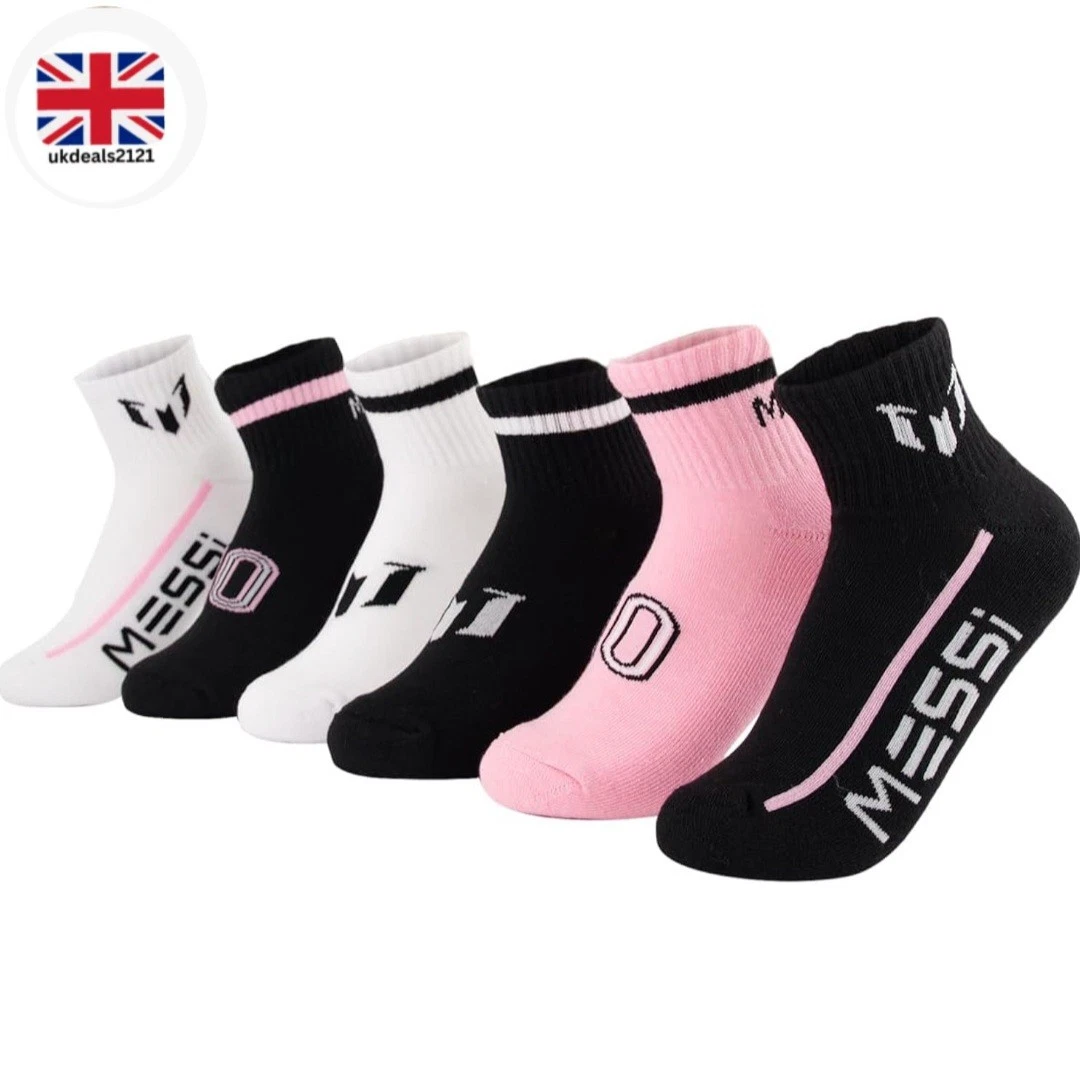 Messi Mens Socks 6-12 Cushioned 6 Pack Quarter Length Comfort Sports NEW
