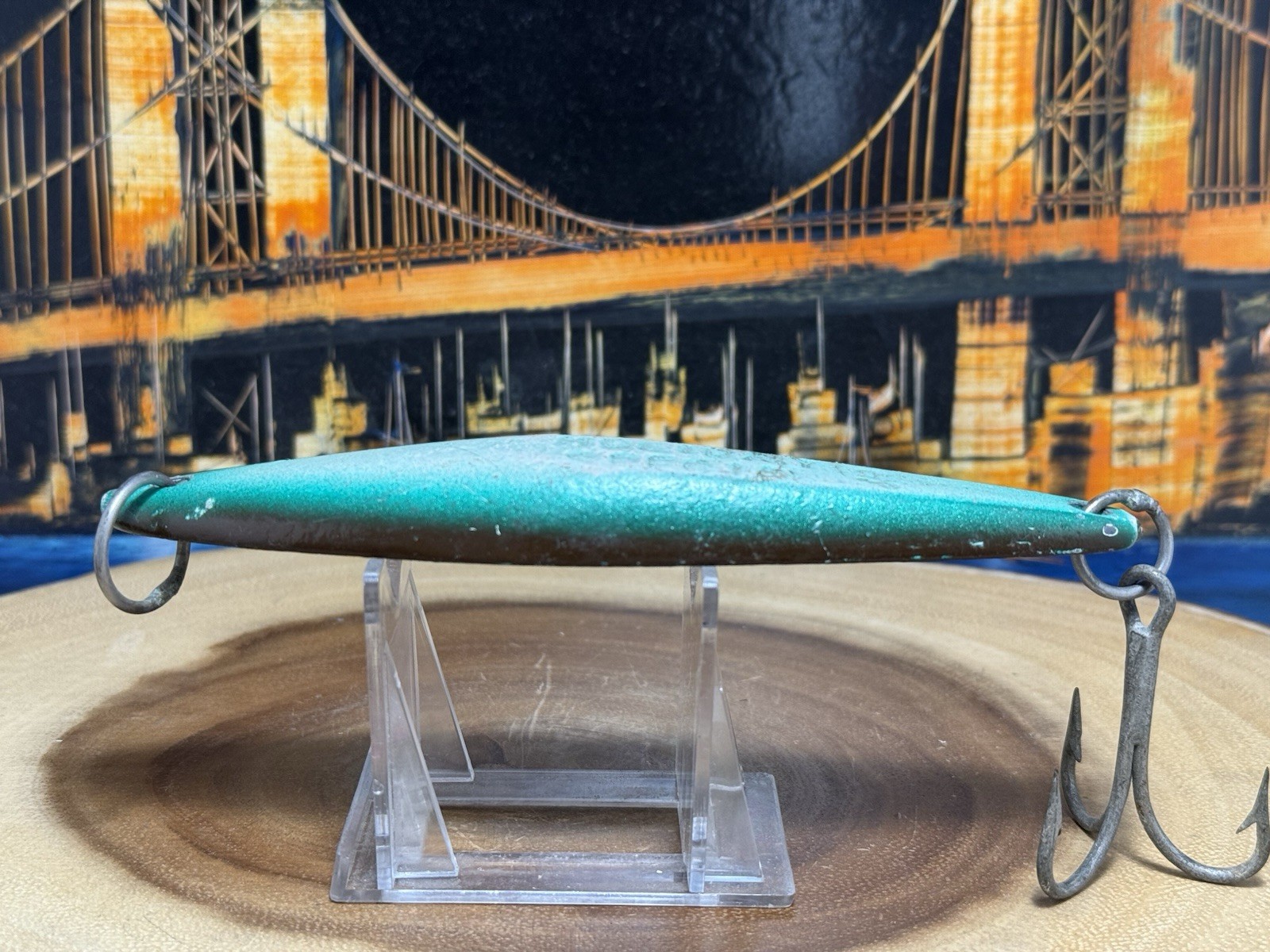 Vintage Salas HOLIDAY SPECIAL Jr. Fishing Iron Jig, 7.0 Ozs, “Green/White/Brown