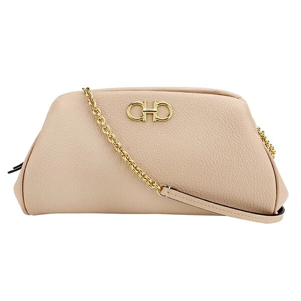 Ferragamo — Ferragamo Gancini Shoulder Bag Women's, Beige/Pink Beige  220334 755088