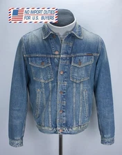Nudie Jeans Bobby Real Deal Denim Jacket Mens Mid Wash Blue Size M 100% Cotton