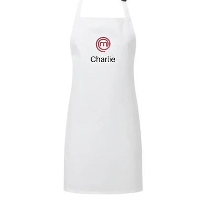 GIFTS4U Masterchef apron embroidered with logo and your choice of name- personalised