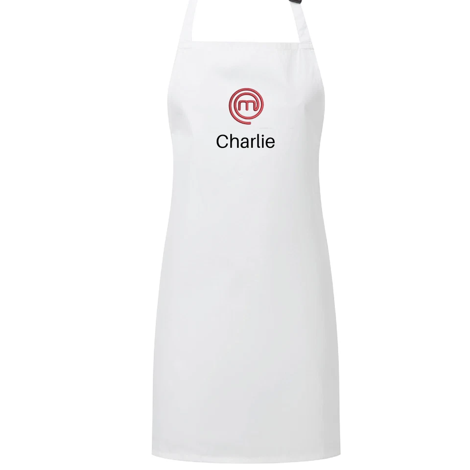 GIFTS4U Delantal Masterchef bordado con logo y tu elección de nombre - personalizado