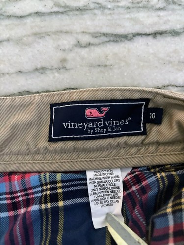 Vineyard Vines Boys Khaki Breaker Pants Lined Blue Plaid Size 10 - Picture 4 of 11