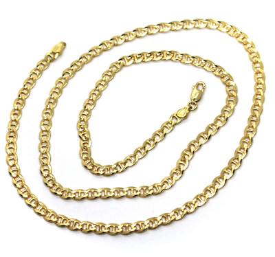 SOLID 18K YELLOW GOLD CHAIN FLAT BOAT MARINER OVAL NAUTICAL