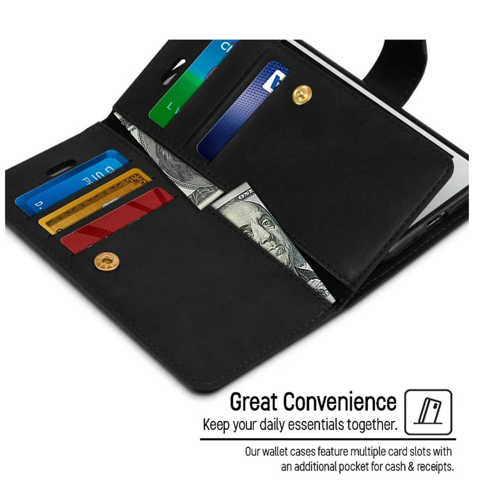 Goospery Double Leather Wallet Case Cover For Apple iPhone 11 6S 7 8 Plus XS Max - Image 4 of 4