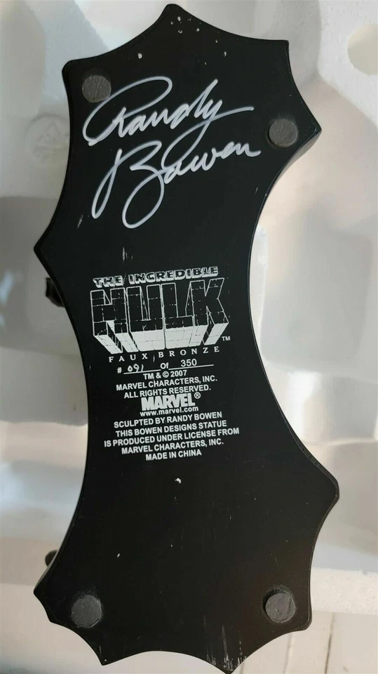 SIGNED By Randy BOWEN Incredible HULK STATUE FAUX BRONZE SIDESHOW Bust Avengers - Image 4 of 4