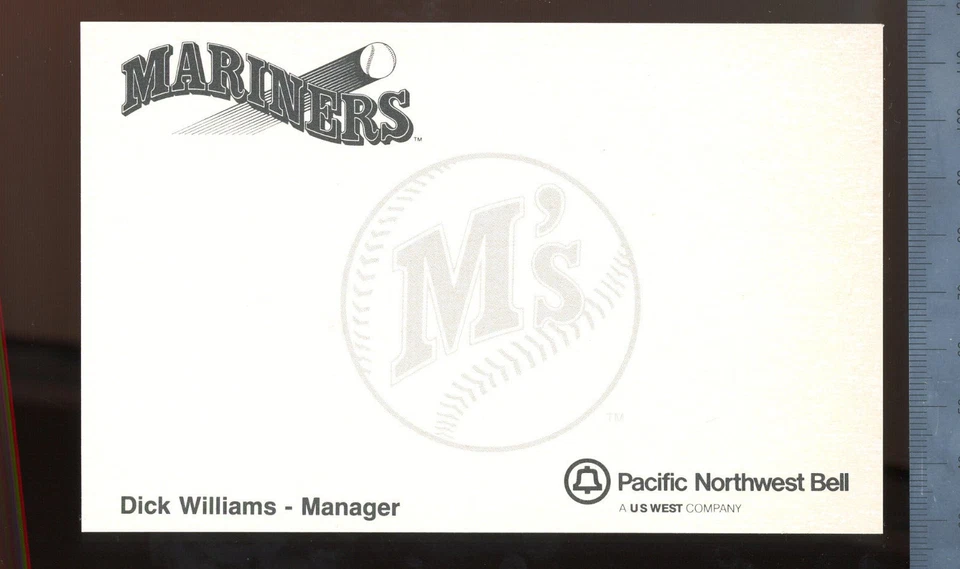 Dick Williams 3x5 Postcard Seattle Mariners Manager. Pacific Nortwest Bell - Image 2 of 2