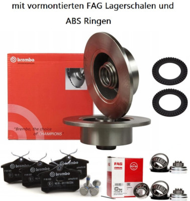 Brembo Bremsen Bremsscheiben + Beläge HINTEN + FAG Radlager ABS Ringe Audi A4 B5