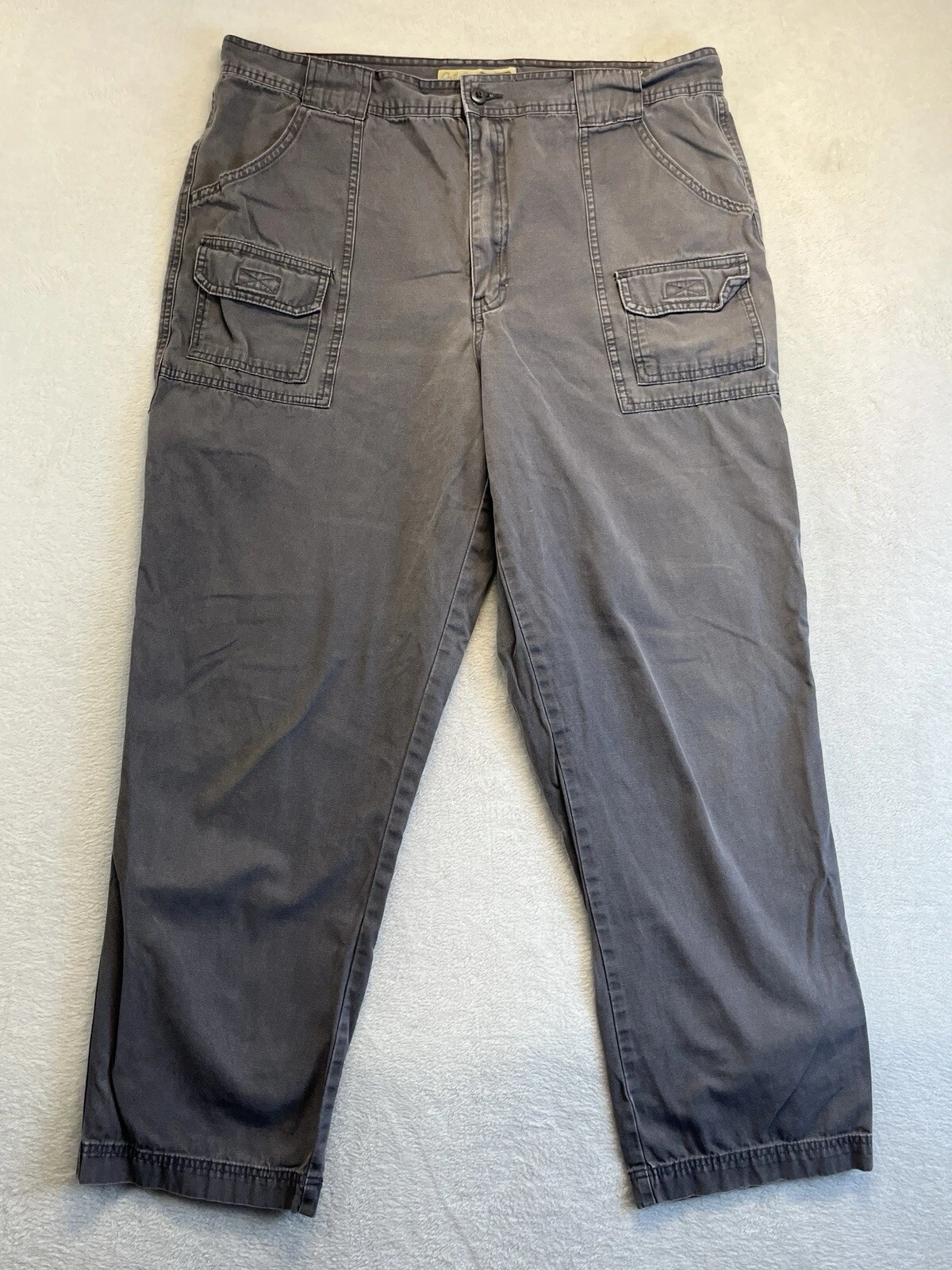 Cabelas Pants Men 40x32 Gray Straight Leg 7 Pocket Hiker Utility Canvas