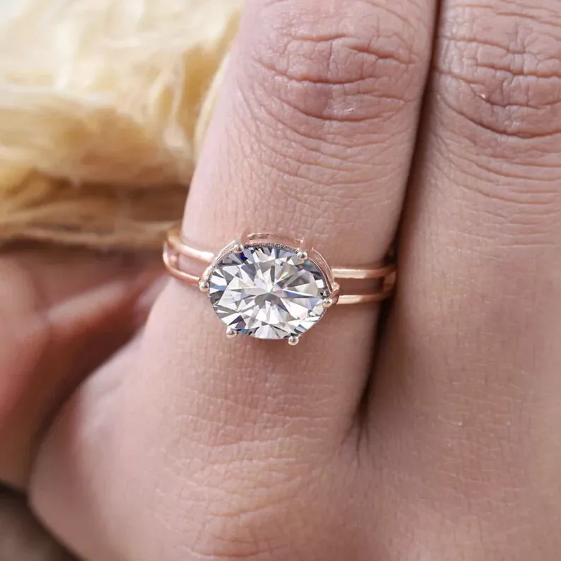 Certified Natural Moissanite 14k Rose Gold Filled Statement Ring