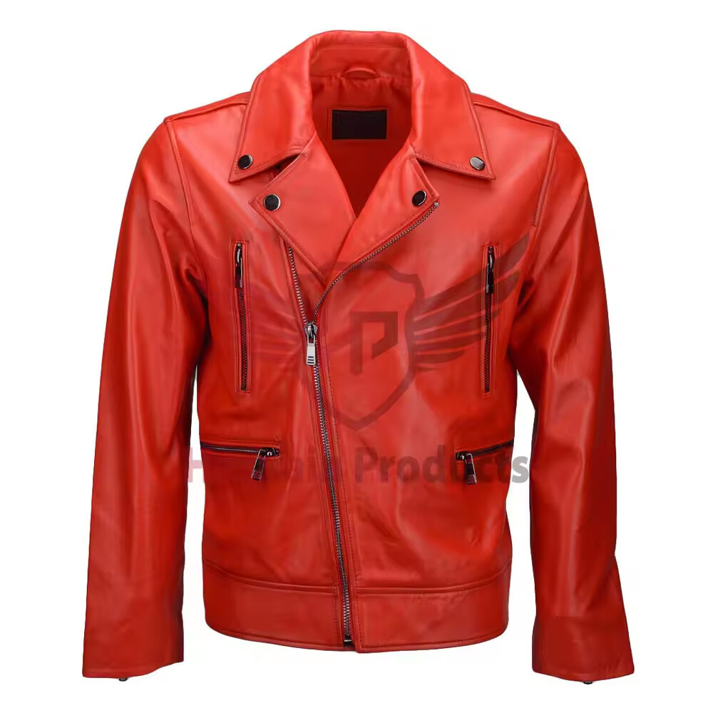 ALTRA Giacca Moto Uomo Colore Rosso Casual Stile Artigianale con Stile Distintivo