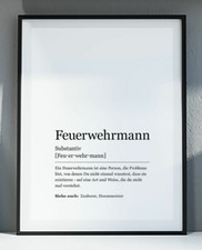 Feuerwehrmann Kunstdruck Bild Fine Art Poster Druck Deko DinA4 Geschenkidee 