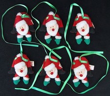 VTG Lot 6 Russ Berrie Santa Claus Ribbon Gift Attachment Stocking Stuffer Doll