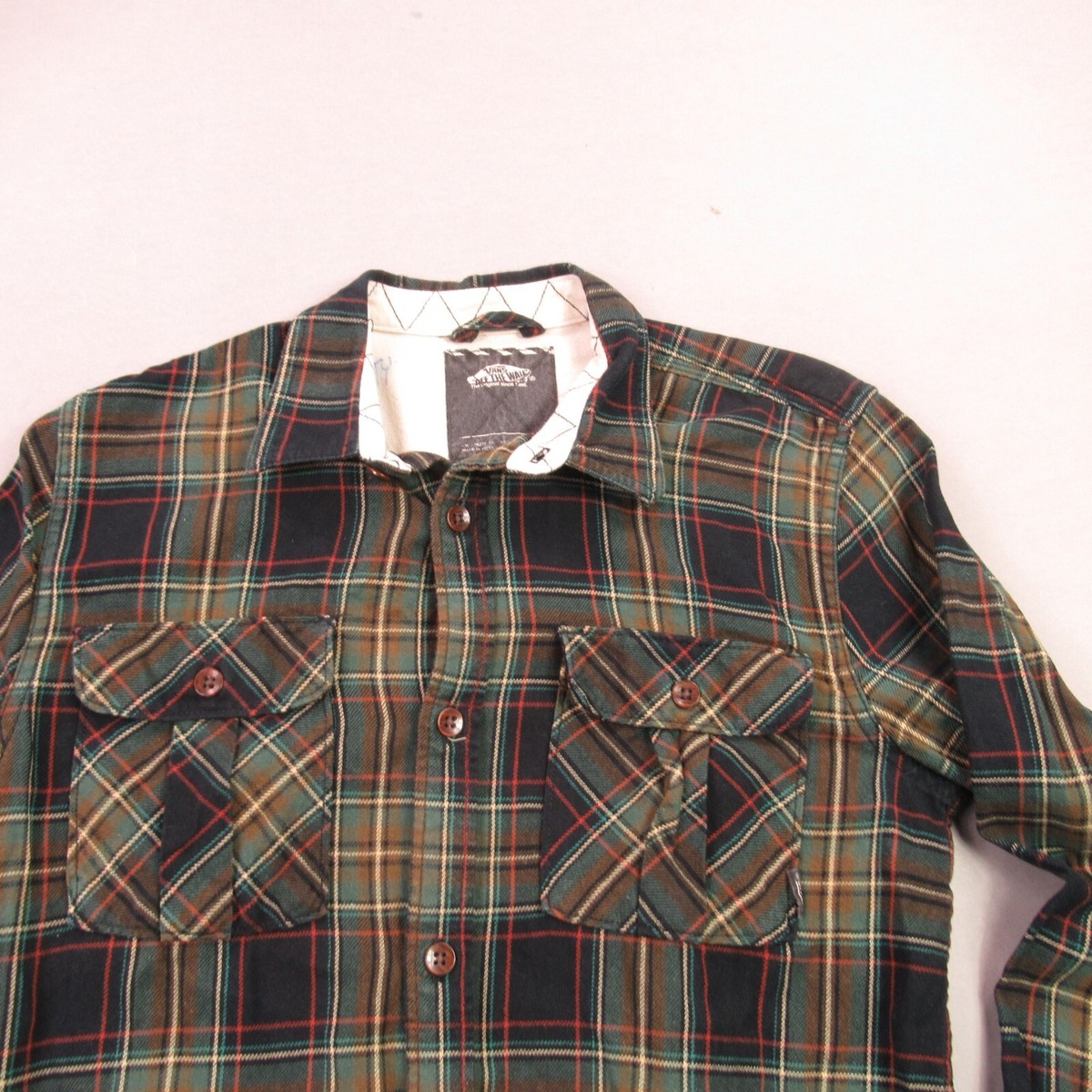 Vans Shirt Boys XL Long Sleeve Plaid Outdoors Flannel Button Front