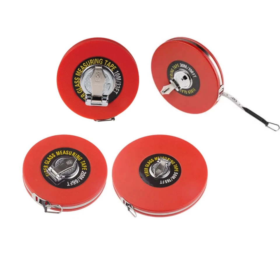 Tape Measure 10m 20m 30m 50 Imperial Metric Heavy Duty Long Open Reel Fiberglass