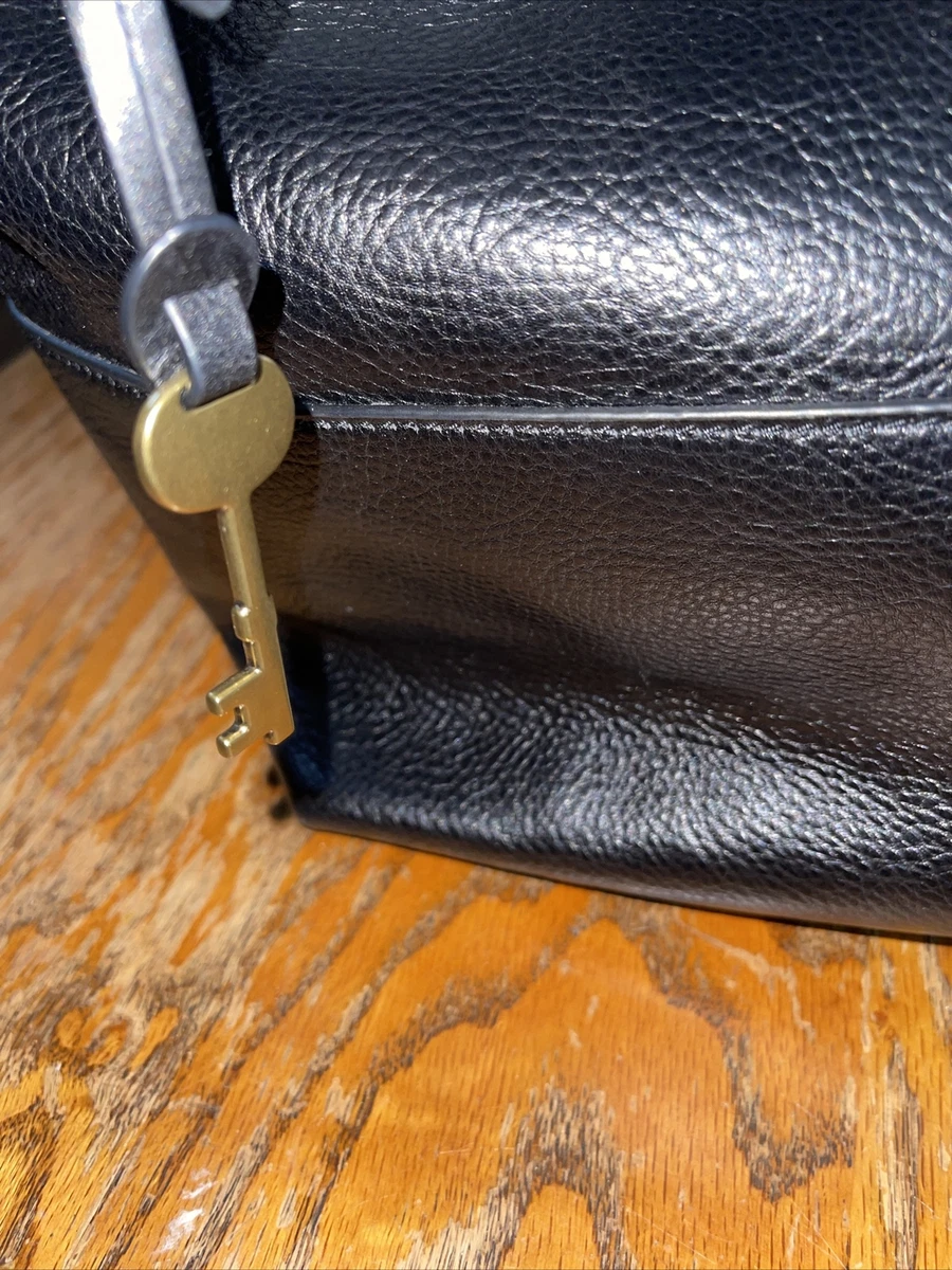 Fossil Ada Bucket Bag Black Leather Shoulder Bag Euc