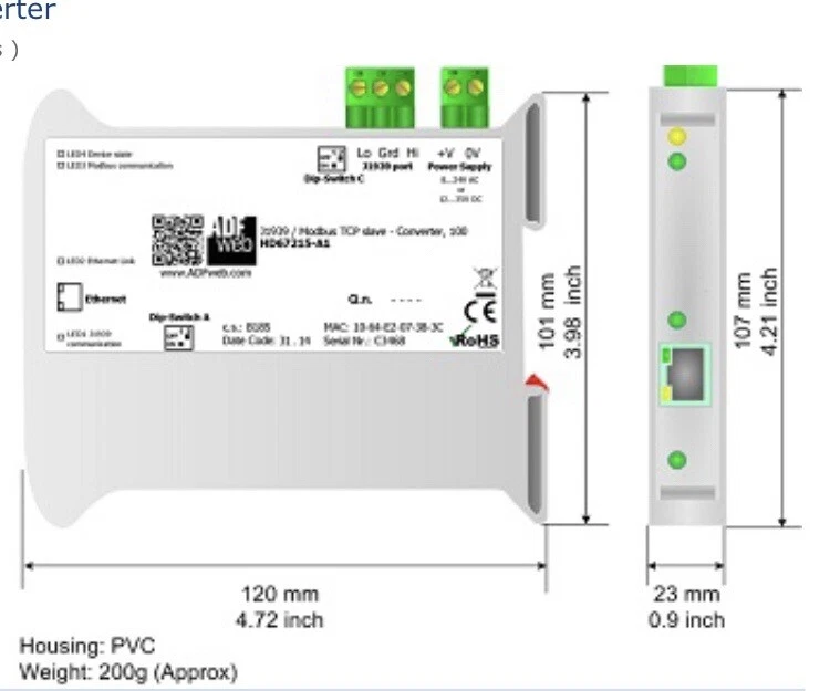 ADFWeb HD67215-A1 - J1939 Modbus TCP Slave -converter, 100 * - Image 2 of 4