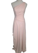 David’s Bridal Vintage Blush One-Shoulder Formal Gown US 2 GUC ✨