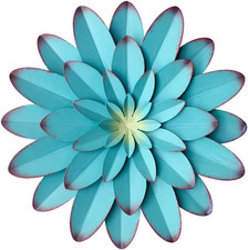 Wall Art Metal Wall Decor, 12Inch Blue - Indoor Outdoor Metal Flowers Wall Decor
