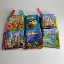 Lot Of 6-Soft Cloth Books for Infant Toddler Kids Crinkle Sound-4”x4”
