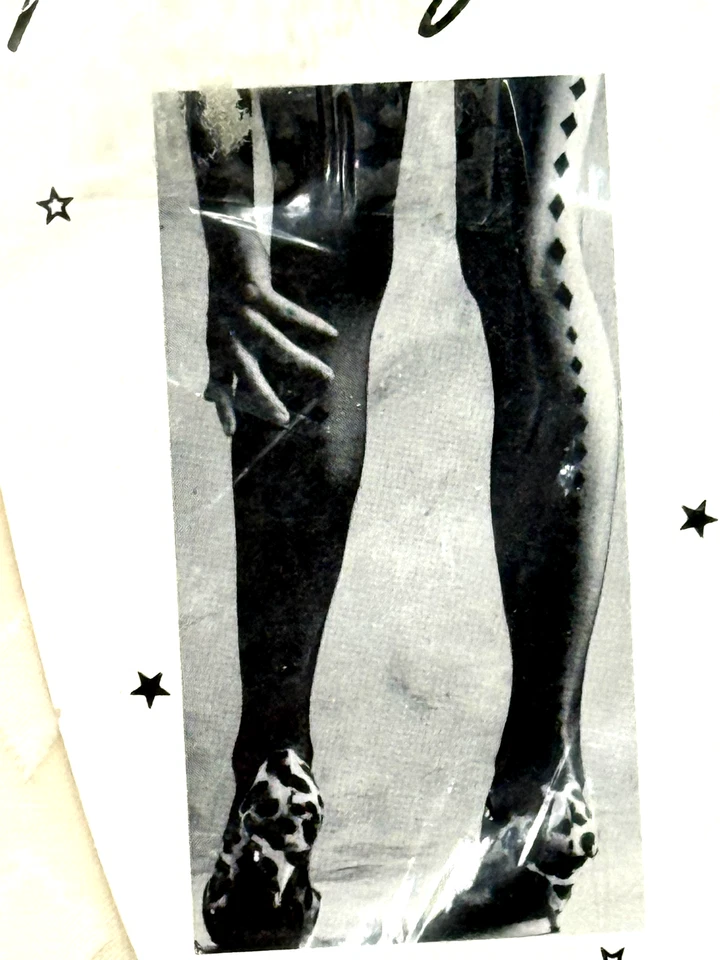 Pantimedias Emilio Cavallini Piernas Flash Diamante Blanco Costura Trasera Años 80 De Colección EE. UU. Foto 2 de 3