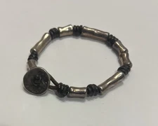 UNO de 50 Leather And Silver Plated  Bracelet 8"