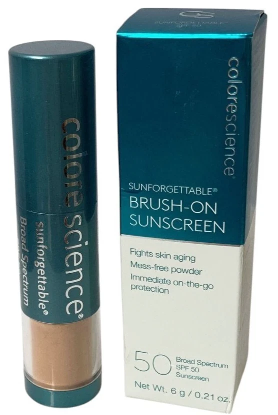COLORESCIENCE SUNFORGETTABLE BRUSH-ON SUNSCREEN SPF 50 MEDIUM 0.21oz NEW IN BOX - Image 3 of 4