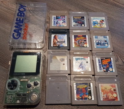 Nintendo Gameboy Pocket Transparent mit Acryl Case und 12 Spielen Game Boy