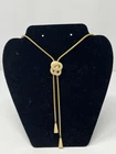 Vintage Signed Monet Gold Tone Lariat Necklace – 32" Retro Costume Jewelry