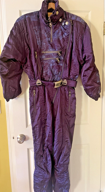 VTG SKI SUIT ONE PIECE PURPLE 5 POCKETS RETRO 80s SZ 12 PORTUGAL