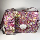 Kalencom Laminated Buckle Messenger  Diaper Bag And Bottle Carrier Paisley Pink