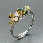 Handmade Natural Black Opal Ring 925 Sterling Silver Size 6.5 /R474180
