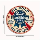 Vintage Pabst Blue Ribbon Beer Tin Metal Sign Wall Art Decor 8x8