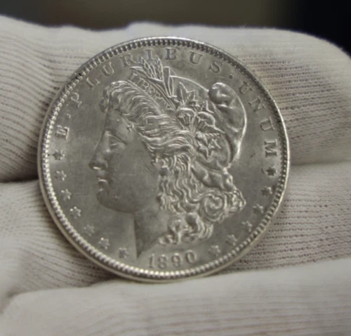 1890 US Morgan Silver Dollar $1 AU+