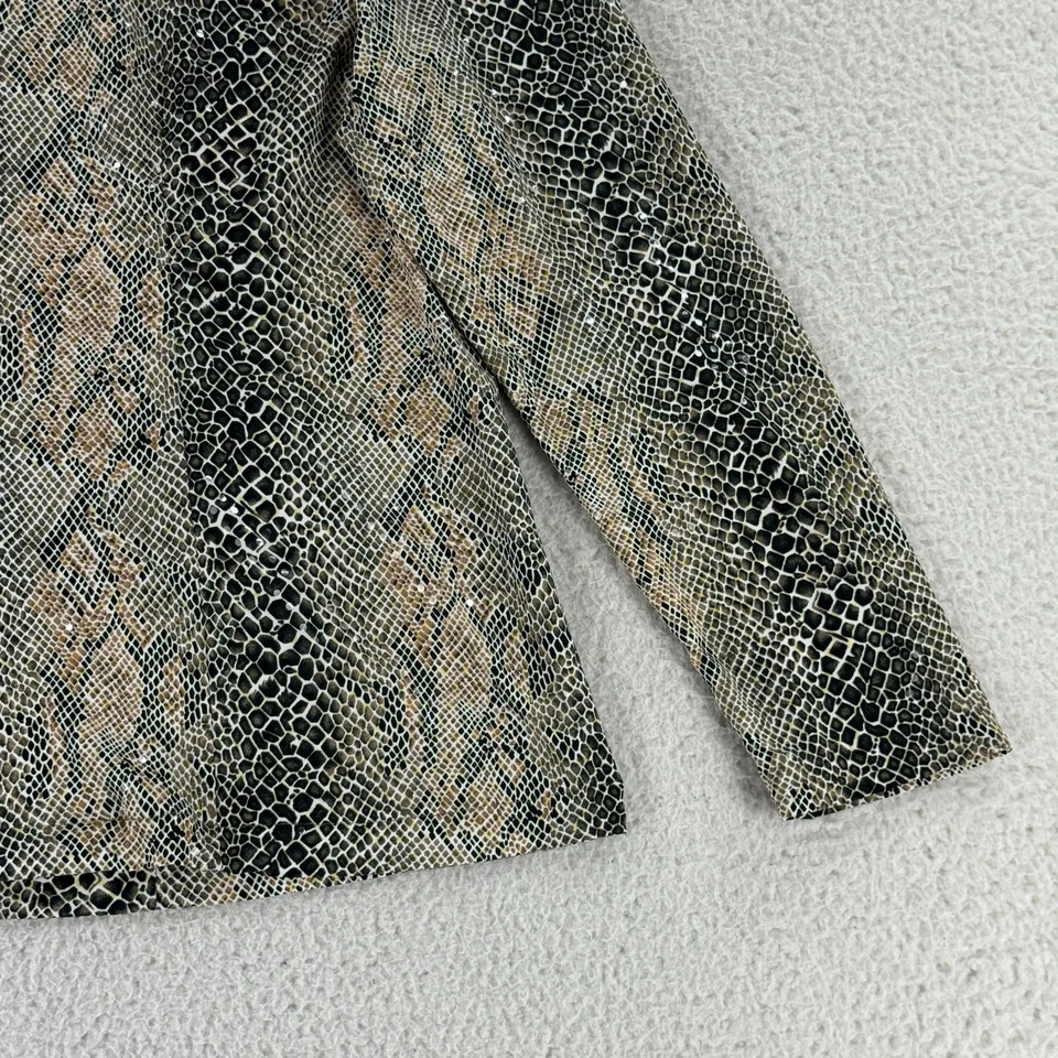 Chaqueta Exclusively Misook Mujer Mediana Marrón Negro Piel de Serpiente Lentejuelas Cremallera Completa Foto 4 de 4