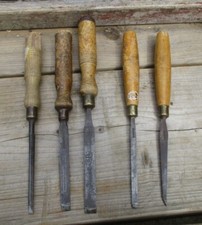 Wood Chisel's Bundle Age/Wear/Patina  Carpenters Tools - England   Vintage Retro