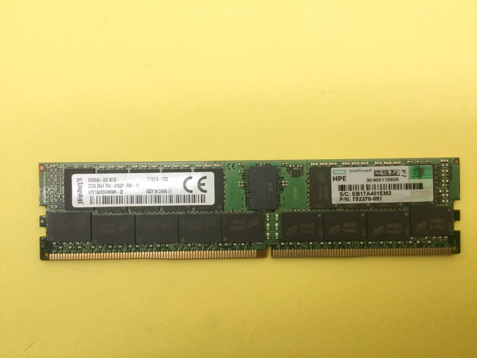 HP 752370-091 32GB (1X32GB) 2RX4 PC4-2133P DDR4 Server Memory 728629-B21 - Image 2 of 4