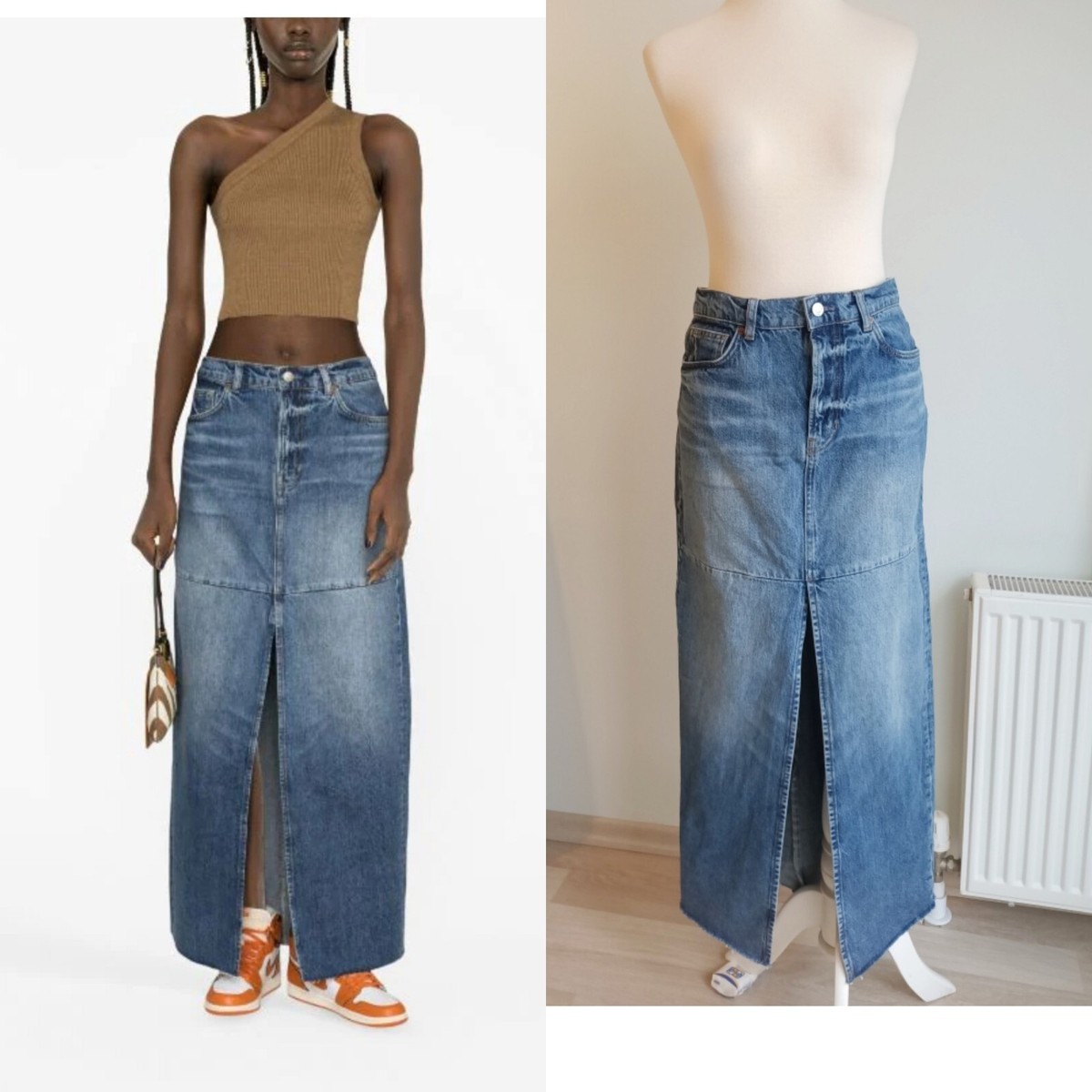 【関税込み】Reformation ブルー Tazz デニム マキシスカート Reformation Tazz Denim Maxi Skirt Blue New in Hemlock Size