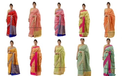 Bollywood Indian Wedding Style Saree Banarasi Art Silk Sari Party Wear Dress - Bild 1 von 67