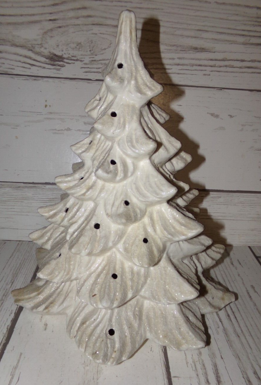 Vintage White Ceramic Christmas Tree 14” No base eBay