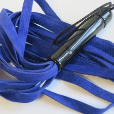 Flogger 20.5" Royal Blue Suede Lash Flogger Black Rubber Handle 12 Lash Flogger