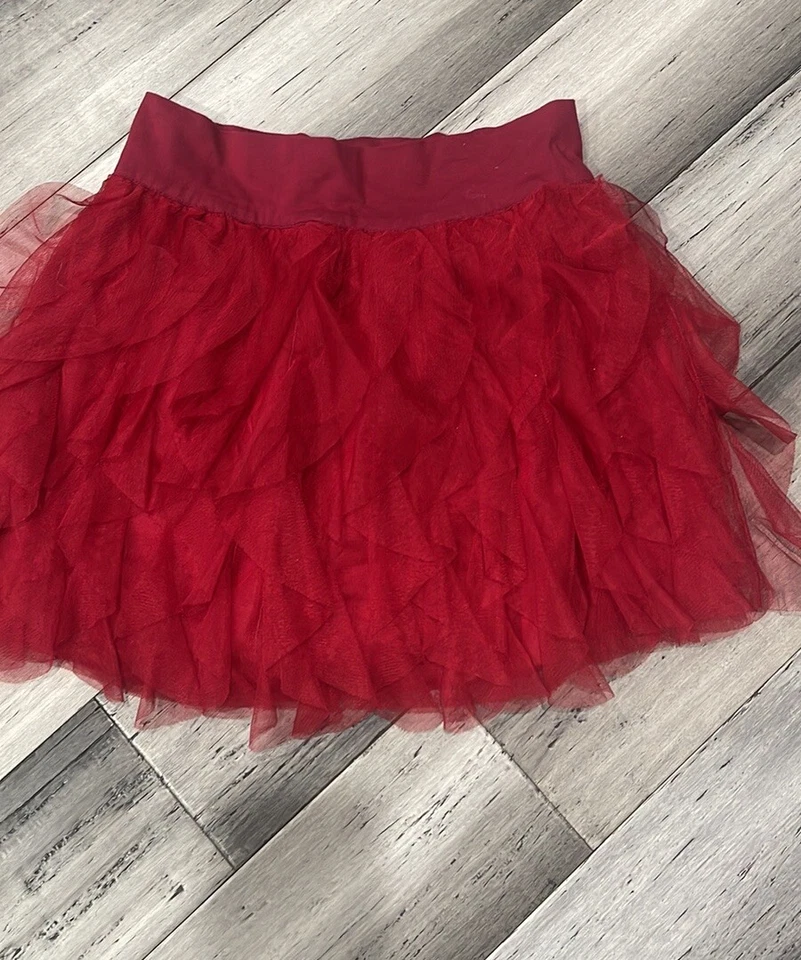Gap Niños Niñas Talla 14-16 Rojo TUL FALDA EN CAPAS CINTURA ELÁSTICA EN CASCADA Foto 2 de 4